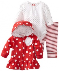 Little Me Baby-girls Newborn Polka Dots 3 Piece Jacket Set, White, 9 Months Little Me Baby-girls Newborn Polka Dots 3 Piece Jacket Set, White, 9 Months