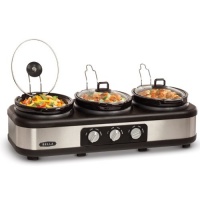 BELLA 13576 2.5QT Triple Slow Cooker with Lid Rests, Stainless Steel BELLA 13576 2.5QT Triple Slow Cooker with Lid Rests, Stainless Steel