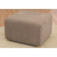 Sure Fit Stretch Pique Ottoman Slipcover, 1-Piece, Taupe