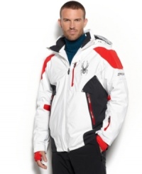 New engineered piecing and fresh colorways make this top-notch, insulated Spyder jacket a slope standout. New engineered piecing and fresh colorways make this top-notch, insulated Spyder jacket a slope standout.