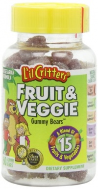 L'il Critters Fruit & Veggie Bears Dietary Supplement, Assorted Flavors, 60-Count Bottles (Pack of 4) L'il Critters Fruit & Veggie Bears Dietary Supplement, Assorted Flavors, 60-Count Bottles (Pack of 4)