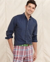Your style is simple, understated yet always present. This button front shirt from Tommy Hilfiger illustrates your refined casual look. Your style is simple, understated yet always present. This button front shirt from Tommy Hilfiger illustrates your refined casual look.