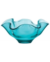 Fresh and elegant, this Lenox Organics bowl is crafted of heavy crystal with a playful ruffled edge. A cool turquoise hue adds to its allure, making a stylish impact on any space. Fresh and elegant, this Lenox Organics bowl is crafted of heavy crystal with a playful ruffled edge. A cool turquoise hue adds to its allure, making a stylish impact on any space.