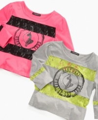 Add something lovely to her look with these lace trim tees from Baby Phat. Add something lovely to her look with these lace trim tees from Baby Phat.