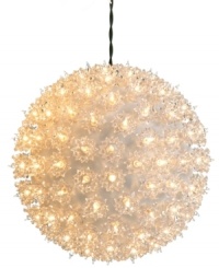 So bright now. A sphere of sparkling snowflakes and 100 clear lights fill your home with the magic of Christmas and the brilliant craftsmanship of Kurt Adler. So bright now. A sphere of sparkling snowflakes and 100 clear lights fill your home with the magic of Christmas and the brilliant craftsmanship of Kurt Adler.