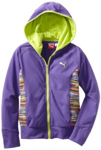 Puma - Kids Girls 7-16 Zip Up Printed Hoodie, Purple, Small Puma - Kids Girls 7-16 Zip Up Printed Hoodie, Purple, Small