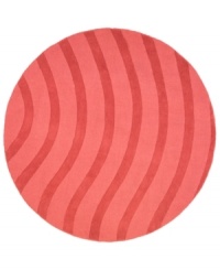 Abstract and absorbing, this rose-colored rug adds movement to any room. Playful, wavy lines reverberate against a warm red ground, resounding with personality in your home. Abstract and absorbing, this rose-colored rug adds movement to any room. Playful, wavy lines reverberate against a warm red ground, resounding with personality in your home.