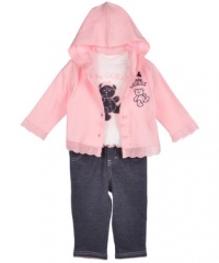 GUESS Newborn Girls Pink Hoodie 3pc Jegging Set (3/6M) GUESS Newborn Girls Pink Hoodie 3pc Jegging Set (3/6M)