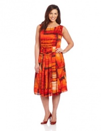 Jones New York Women's Plus Size Sleeveless Pleated Boat Neck Dress Jones New York Women's Plus Size Sleeveless Pleated Boat Neck Dress