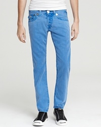 A classic 5-pocket silhouette with a contemporary wash and slim straight leg, plus edgy details like horseshoe stitching and large silver-tone rivets at points of wear, distinguish this pair of True Religion jeans from the sea of regular denim. A classic 5-pocket silhouette with a contemporary wash and slim straight leg, plus edgy details like horseshoe stitching and large silver-tone rivets at points of wear, distinguish this pair of True Religion jeans from the sea of regular denim.