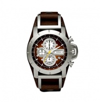 Fossil Men's JR1157 Brown Leather Strap Brown Analog Dial Chronograph Watch Fossil Men's JR1157 Brown Leather Strap Brown Analog Dial Chronograph Watch