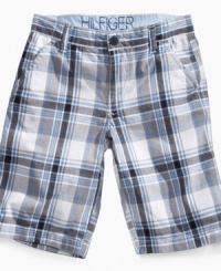 Neutrals are in this fall, so these plaid shorts from Tommy Hilfiger will be perfect for keeping his style fresh. Neutrals are in this fall, so these plaid shorts from Tommy Hilfiger will be perfect for keeping his style fresh.