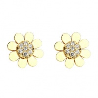 14k Gold Plated Flower CZ Children Stud Earrings with Screw-back 14k Gold Plated Flower CZ Children Stud Earrings with Screw-back