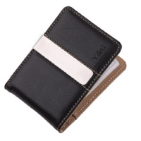 Brown Black Metal Money Clip Wallet 15 Card Holder and Money Clip Front Pocket Wallet By Y&G Money Clip Wallet YCC1002