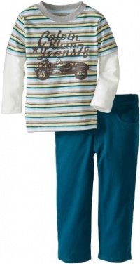 Calvin Klein Boys 2-7 Color Twofer Stripes Top with Khaki Pants Toddler, Multi, 4T Calvin Klein Boys 2-7 Color Twofer Stripes Top with Khaki Pants Toddler, Multi, 4T