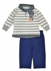 Calvin Klein Baby-Boys Newborn Polo Stripes Top With Pants, Gray, 0/3 Months Calvin Klein Baby-Boys Newborn Polo Stripes Top With Pants, Gray, 0/3 Months