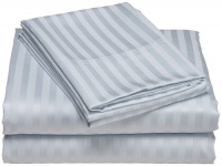 Elite Home Collection Wrinkle Resistant Woven Stripe 300-Thread Count 100-Percent Cotton Sateen Queen Sheet Set, Light Blue Elite Home Collection Wrinkle Resistant Woven Stripe 300-Thread Count 100-Percent Cotton Sateen Queen Sheet Set, Light Blue