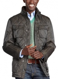 Hawke & Co Mens Olive Laurent Diamond-Quilted Jacket Faux Fur Trim