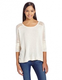 Calvin Klein Jeans Women's Mesh Inset Sweater, Egret, Large Calvin Klein Jeans Women's Mesh Inset Sweater, Egret, Large