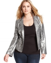 Electrify any look with MICHAEL Michael Kors' plus size sequined blazer! Electrify any look with MICHAEL Michael Kors' plus size sequined blazer!