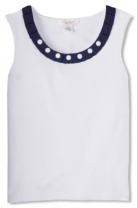 KC Parker Girls 7-16 Big Cotton Spandex Jeweled Sleeveless Top, White, 12 KC Parker Girls 7-16 Big Cotton Spandex Jeweled Sleeveless Top, White, 12