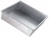 USA Pan 9 x 9 x 2.25 Inch Square Cake Pan, Aluminized Steel with Americoat USA Pan 9 x 9 x 2.25 Inch Square Cake Pan, Aluminized Steel with Americoat