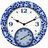 Springfield 91502 14 Poly Resin Mosiac Sea Clock with Thermometer Springfield 91502 14 Poly Resin Mosiac Sea Clock with Thermometer