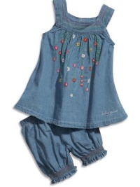 GUESS Kids Girls Newborn Girl Chambray Flyaway Dress with, LIGHT STONEWASH (3/6M) GUESS Kids Girls Newborn Girl Chambray Flyaway Dress with, LIGHT STONEWASH (3/6M)