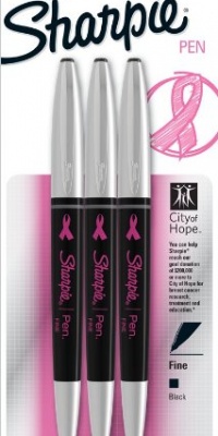 Sharpie Pen Pink Ribbon Grip Fine Point Pen, 3 Black Ink Pens (1799898) Sharpie Pen Pink Ribbon Grip Fine Point Pen, 3 Black Ink Pens (1799898)