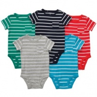 Carter's 5 Pack Boys Striped Pocket T Bodysuit Set- Newborn through 24 Months (6 Months) Carter's 5 Pack Boys Striped Pocket T Bodysuit Set- Newborn through 24 Months (6 Months)