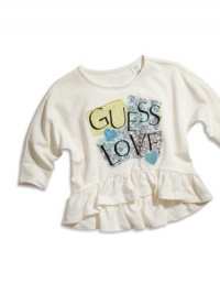 GUESS Kids Girls little girl multimedia flounce top, CREAM (6X) GUESS Kids Girls little girl multimedia flounce top, CREAM (6X)