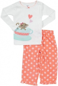 Carter's Baby Girls 2-pc L/S Embriodery Set - Tea Cupcake Monkey Carter's Baby Girls 2-pc L/S Embriodery Set - Tea Cupcake Monkey