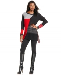 Style&co.'s patchwork petite tunic features pretty mixed knits and an asymmetrical hem. Pair with leggings and boots for easy fall fashion! Style&co.'s patchwork petite tunic features pretty mixed knits and an asymmetrical hem. Pair with leggings and boots for easy fall fashion!
