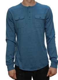 Lucky Brand Jeans Men's Henley with Pockets Long Sleeve Shirt-Blue Lucky Brand Jeans Men's Henley with Pockets Long Sleeve Shirt-Blue