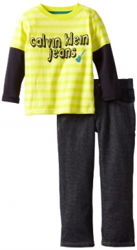 Calvin Klein Boys 2-7 Twofer With Jeans, Green, 7 Calvin Klein Boys 2-7 Twofer With Jeans, Green, 7