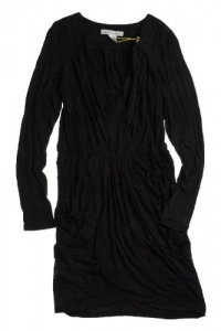 BCBGeneration Women's Shirred Wrap Dress, Black, Medium