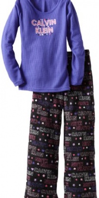 Calvin Klein Girls 7-16 Ck 2 Piece Thermal Sleepwear Set, Purple, Medium/10-12 Calvin Klein Girls 7-16 Ck 2 Piece Thermal Sleepwear Set, Purple, Medium/10-12