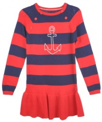 Nautica Girls 2-6X Stripe Sweater Dress, Red, 6 Nautica Girls 2-6X Stripe Sweater Dress, Red, 6