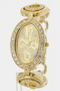 Trendy Fashion Oval Crystal Watch w/ 2 Double Ring Band By Fashion Destination