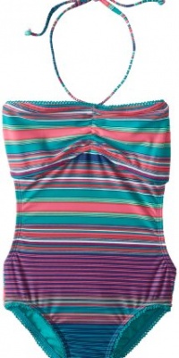 Roxy Girls 7-16 Slim Charm Drawstring Monokini Swimsuit, Aquatic Blue, 12 Roxy Girls 7-16 Slim Charm Drawstring Monokini Swimsuit, Aquatic Blue, 12