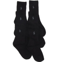 Polo Ralph Lauren boys crew socks black 6pairs - 4-7 (shoe size 10-13) Polo Ralph Lauren boys crew socks black 6pairs - 4-7 (shoe size 10-13)