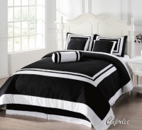 7 Pieces Caprice Black and White Hotel Comforter Bed-in-a-bag Set Queen Size Bedding 7 Pieces Caprice Black and White Hotel Comforter Bed-in-a-bag Set Queen Size Bedding