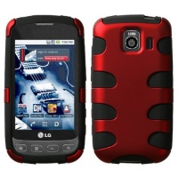 MyBat LGLS670HPCSK002NP Titanium Fishbone Protective Case for LG Optimus S/Optimus U/Optimus V - 1 Pack - Retail Packaging - Red/Black MyBat LGLS670HPCSK002NP Titanium Fishbone Protective Case for LG Optimus S/Optimus U/Optimus V - 1 Pack - Retail Packaging - Red/Black