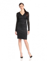 Rachel Roy Collection Women's Stretch Poly Jaquard Lace Yoke Dress