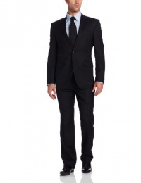 Kenneth Cole New York Men's Two Piece Wool Suit, Black Stripe, 40 L Kenneth Cole New York Men's Two Piece Wool Suit, Black Stripe, 40 L