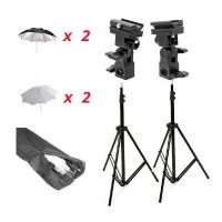 CowboyStudio Doulbe Off-Camera Flash Shoe Mount Swivel Umbrella Kit for Nikon Canon with 2 Silver Umbrellas, 2 Shoot Through Umbrllas, 2 Shoemount Brackets and Carrying Case CowboyStudio Doulbe Off-Camera Flash Shoe Mount Swivel Umbrella Kit for Nikon Canon with 2 Silver Umbrellas, 2 Shoot Through Umbrllas, 2 Shoemount Brackets and Carrying Case