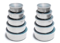 Stainless Steel Food Storage Container Set - 5 Pcs of Mixing Bowls Cookware Set - Pack of 2 Stainless Steel Food Storage Container Set - 5 Pcs of Mixing Bowls Cookware Set - Pack of 2