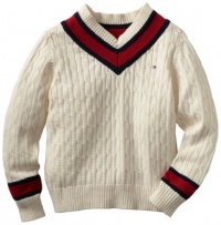 Tommy Hilfiger Boys 8-20 Willy Cable V-Neck Sweater, Essex Ivory, Medium Tommy Hilfiger Boys 8-20 Willy Cable V-Neck Sweater, Essex Ivory, Medium