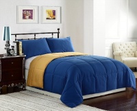 3 Pieces Reversible Goose Down Alternative Comforter Set, with Anti-Microbial finish, Blue, Gold, Yellow Bed Cover FULL/QUEEN Size 88x88 Bedding 3 Pieces Reversible Goose Down Alternative Comforter Set, with Anti-Microbial finish, Blue, Gold, Yellow Bed Cover FULL/QUEEN Size 88x88 Bedding