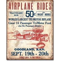 Secrist Flying Circus - Airplane Rides Distressed Retro Vintage Tin Sign Secrist Flying Circus - Airplane Rides Distressed Retro Vintage Tin Sign